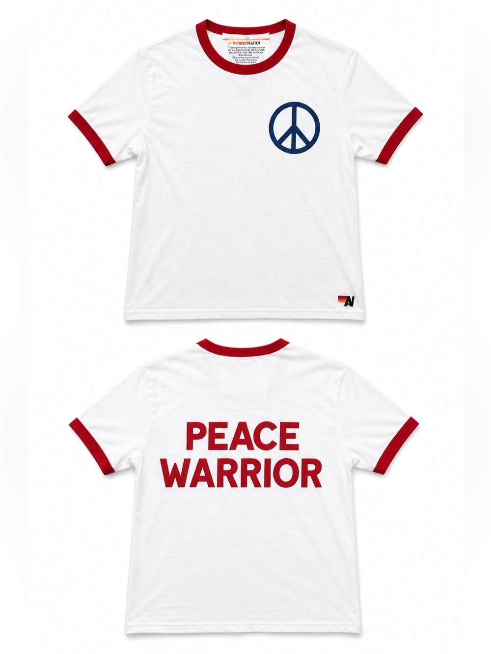 Rare Aviator Nation Peace Warrior Boyfriend Ringer Tee